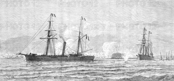 The French in Tunis: bombardment of Sfax by the French gun-boats, 1881. Creator: Unknown.