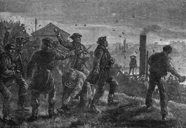 Assault on German students by Slavs at Kuchelbad, near Prague, 1881. Creator: Unknown.