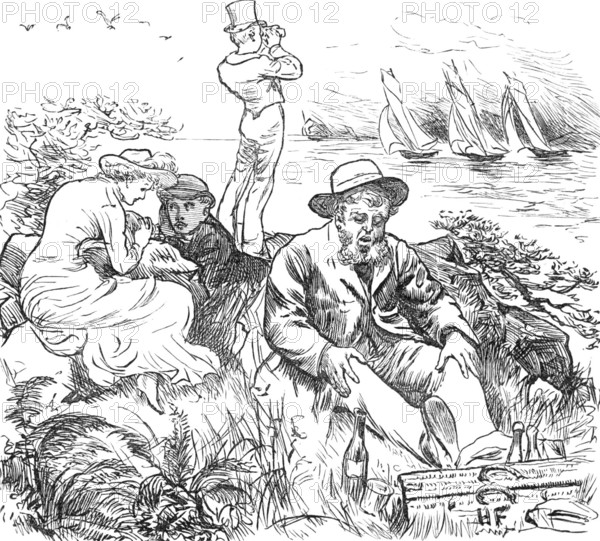 Sketches at the Ryde Regatta: "Far from the Madding Crowd", 1881. Creator: Joseph Swain.