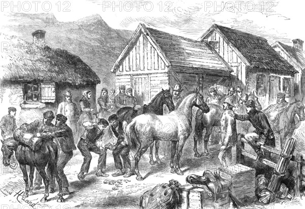 The tourist in high latitudes: starting for the geysirs in Iceland, 1881. Creator: Unknown.