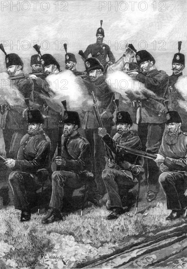 The Scottish Volunteers: a company of the Queen's Edinburgh Rifle Volunteer Brigade, 1881. Creator: Unknown.