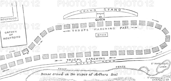 Sketch plan of the Royal Review of Scottish Volunteers at Edinburgh, 1881. Creator: Unknown.