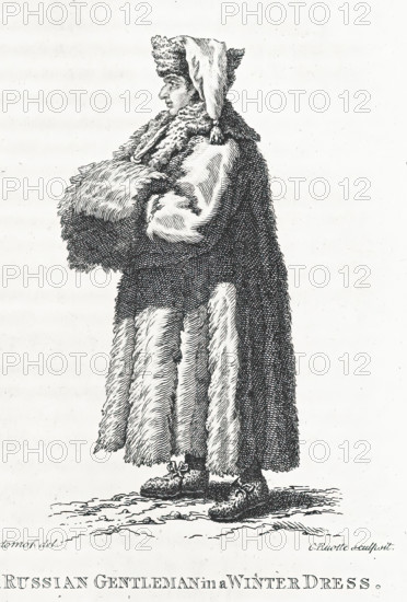 Russian Gentleman in a Winter Dress, 1802. Creator: Louis Charles Ruotte.