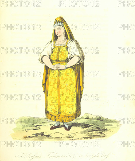 A Russian Tradesman's Wife in her Gala Dress, 1813. Creator: Joseph Constantine Stadler.