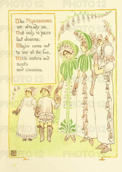 The Foxgloves are already on, Not only in pairs but dozens..., 1899. Creator: Walter Crane.