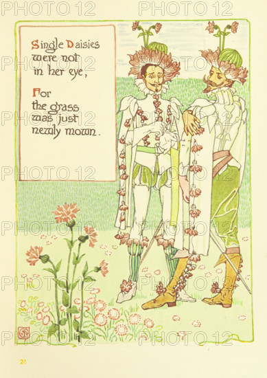 Single Daisies were not in her eye, For the grass was just newly mown, 1899. Creator: Walter Crane.