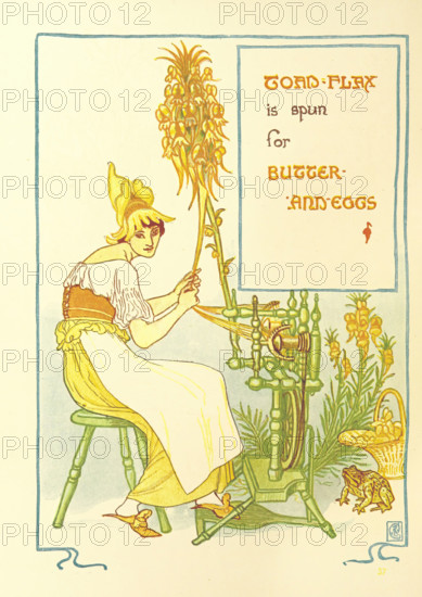 Toad-flax is spun for Butter-And-Eggs, 1899. Creator: Walter Crane.