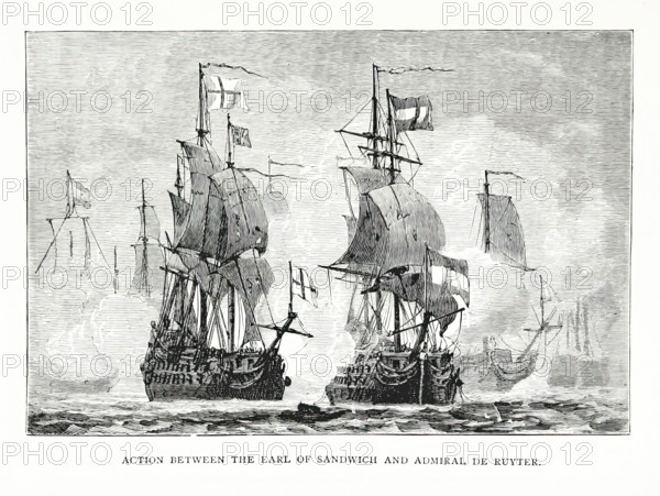 Action between the Earl of Sandwich and Admiral de Ruyter, 1672, (1896). Creator: Unknown.