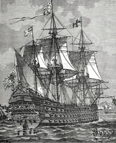 A first-rate ship of the line of the 17th century, (1894). Creator: Unknown.