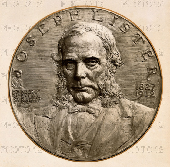 Joseph Lister, 1st Baron Lister, 1800-1899. Creator: JB Wendt.