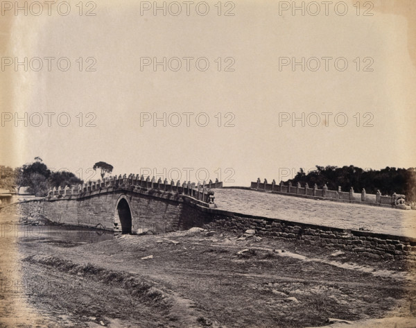 Near Beijing, China: a stone bridge (Palichiun Bridge ?): the site of a battle during the..., 1860. Creator: Felice Beato.