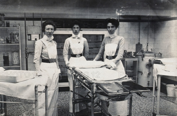 St Bartholomew's Hospital, London: nurses in Theatre D, c1890. Creator: Unknown.