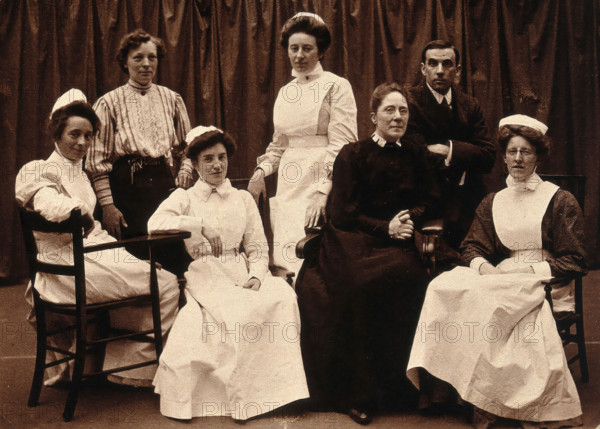 General Lying In Hospital, York Road, Lambeth: senior staff, 1906. Creator: Unknown.