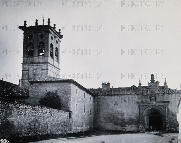 Hospital del Rey, Burgos: exterior, showing the church tower and the pilgrims' gateway, c1900. Creator: Unknown.
