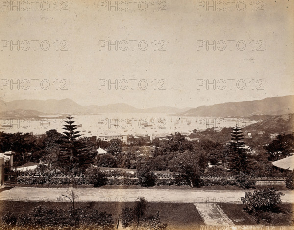 Hong Kong: Public Gardens and harbour viewed from the Albany, c1873. Creator: William Pryor Floyd.