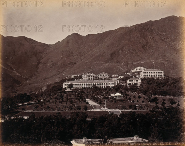 Hong Kong: Botanical Gardens and Albany, looking south from Government House, c1873. Creator: William Pryor Floyd.