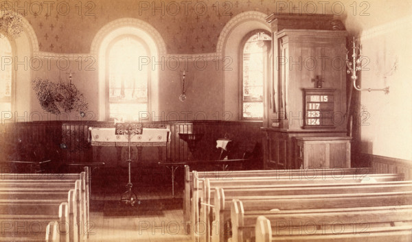 Bellevue Hospital, New York City: the Chapel interior, 1885-1898. Creator: Unknown.