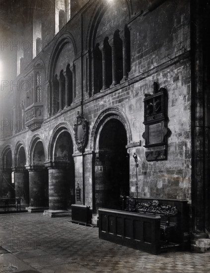 The church of St Bartholomew the Great: interior view showing the ground arcade..., c1902. Creator: Emery Walker.