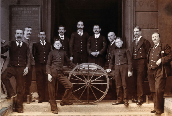 Charing Cross Hospital: portrait of the porters, 1906. Creator: Unknown.