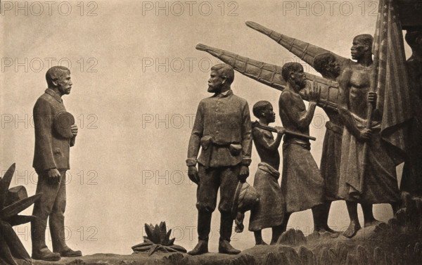 David Livingstone memorial in Blantyre; Livingstone bidding farewell to Stanley, c1910s.. Creator: Unknown.