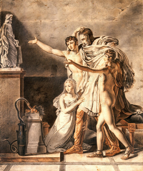 Four people praying to Aesculapius, late 18th-early 19th century? Creator: Circle of Pierre-Narcisse Guérin.