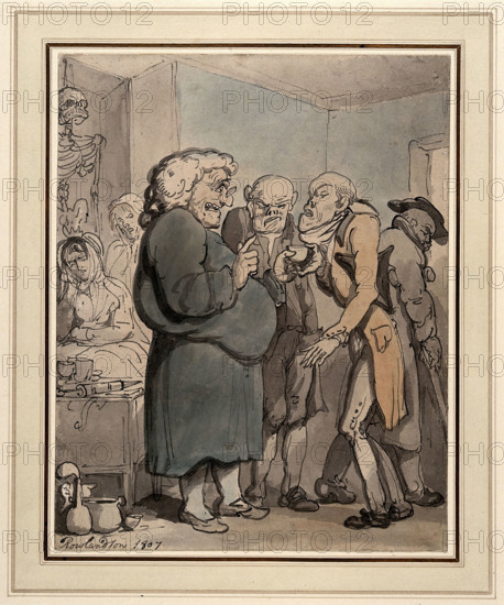 Patients consulting an obese quack, 1807. Creator: Thomas Rowlandson.