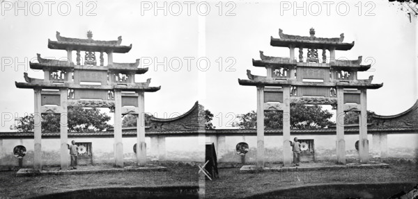 Fujian, province, China: a pailou (memorial arch) dedicated to a virtuous widow, 1870/1871. Creator: John Thomson.