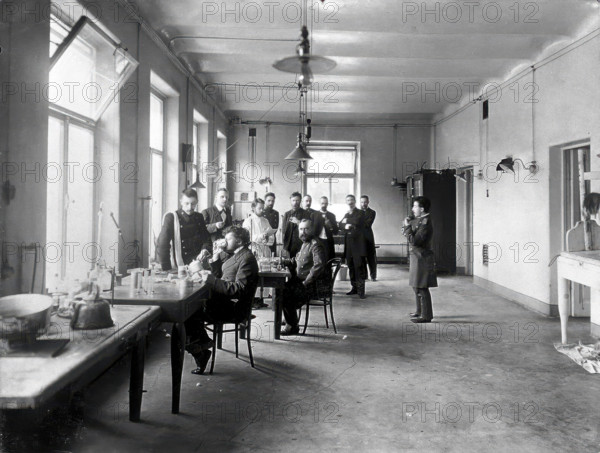 IP Pavlov and students in the vivisection room, Physiology Department at the Imperial..., [1904]. Creator: Unknown.