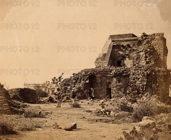 India: a ruined observatory and battery with distant view of Hindoo Rao's house, c1858. Creator: Felice Beato.