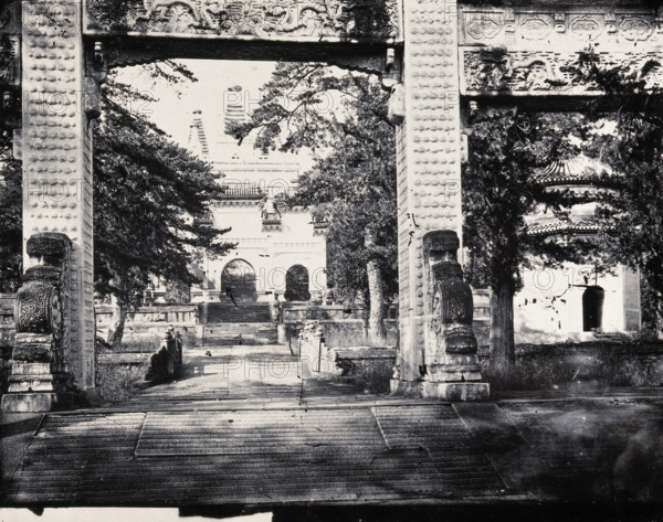 Biyunsi (Temple of Azure Clouds), Beijing: the Jingangta (Diamond Sutra Pagoda), viewed...1871. Creator: John Thomson.