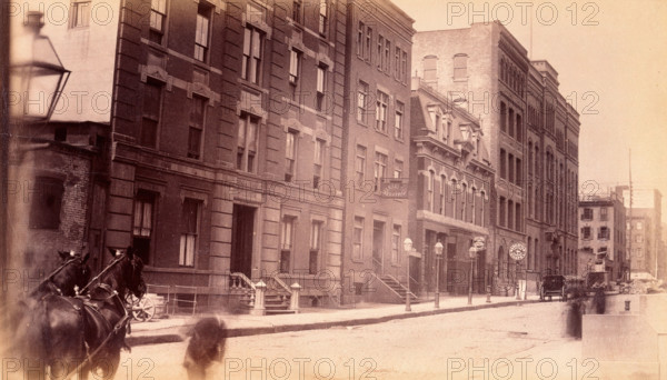 Bellevue Hospital, New York City: the street with nurses' entrance..., 1885-1898. Creator: Unknown.
