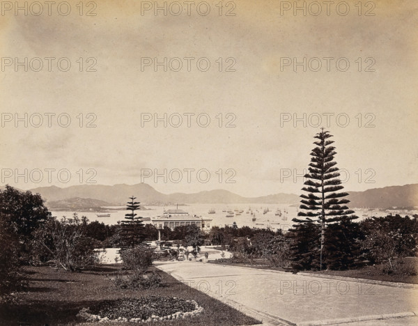Botanical Gardens, Hong Kong, looking north to the harbour, c1873. Creator: William Pryor Floyd.