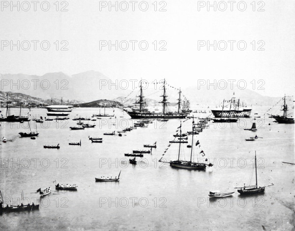 The harbour, Hong Kong, 1981 (from a negative of 1869). Creator: John Thomson.