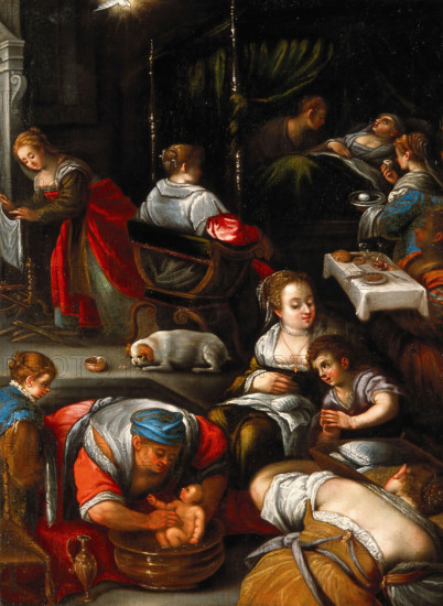 The birth of the Virgin, late 16th century.