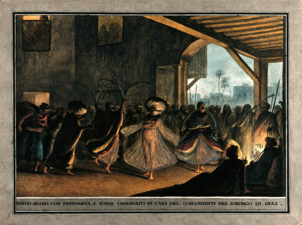 Giza, Egypt: a dance by sword dancers in the commandant's house, c1780s. Creator: Luigi Mayer.