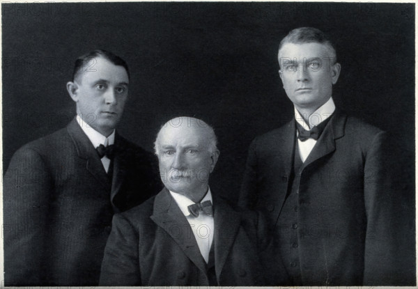 William Worrall Mayo with his sons Charles Horace Mayo (left) and William James Mayo..., 1930/1940. Creator: Unknown.