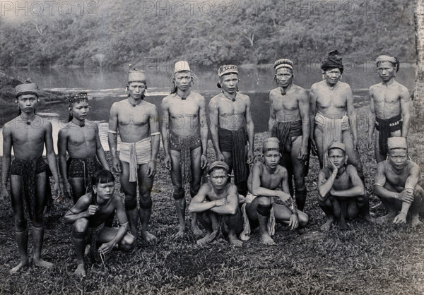 Sarawak: people of a Long Pokun tribe from the Upper Tinjar region, c19th century. Creator: Unknown.