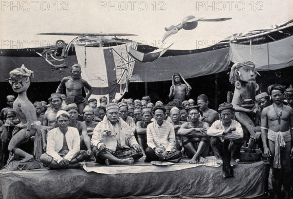 Sarawak: a peace-making ceremony between two Kayan tribes, c1900. Creator: Unknown.