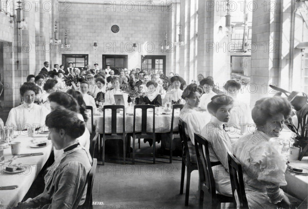 King Edward VII Sanatorium, Midhurst, Sussex: nurses and medical staff (?) about to dine, 1907. Creator: Unknown.