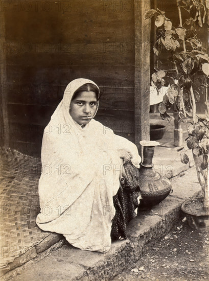 Female patient recovering from bubonic plague, during the outbreak in Karachi, India, 1897. Creator: Unknown.