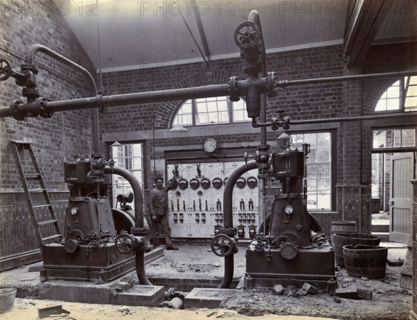 Johannesburg Hospital, South Africa: member of staff, possibly in the boiler room, c1905. Creator: Unknown.