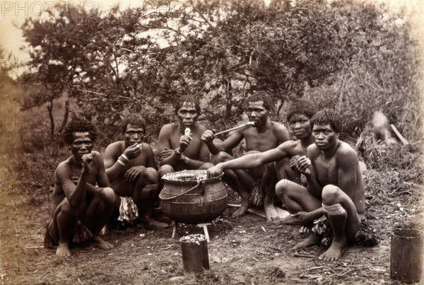 South Africa: Natal people eating, between 1800 and 1899. Creator: Unknown.
