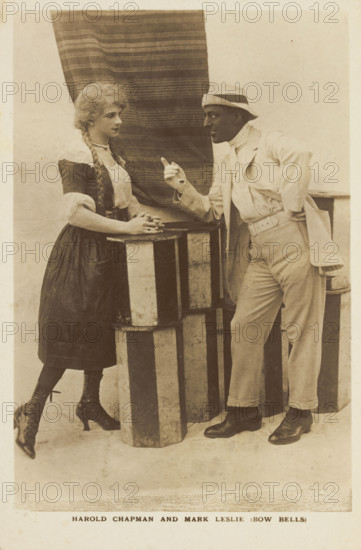 Harold Chapman and Mark Leslie performing a revue for the Bow Bells, [between 1910 and 1919?]. Creator: Unknown.