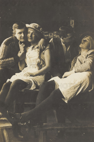 Four British prisoners of war at a prisoner of war camp in Cottbus...(between 1915 and 1918?). Creator: Unknown.