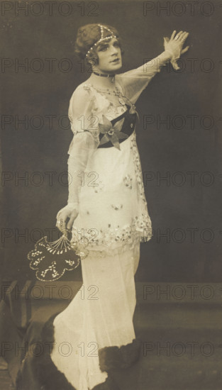 A French prisoner of war acting in an internment camp in Dülmen, performing in drag...(1915-1918?). Creator: Unknown.