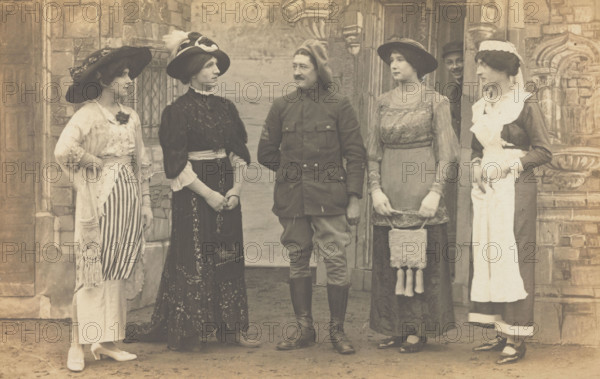 Prisoners of war performing a play at a prisoner of war camp in Cottbus, (between 1910 and 1919?). Creator: Unknown.