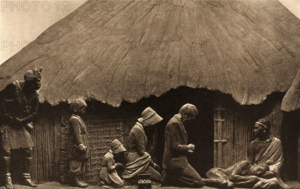 David Livingstone memorial in Blantyre; Livingstone and his family, kneeling and praying..., c1890s. Creator: Unknown.