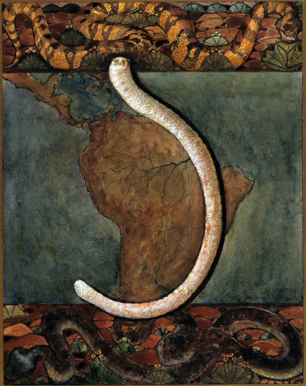 Parasites: a parasitical worm, shown much enlarged, with its hosts, c1930. Creator: J Svoboda.