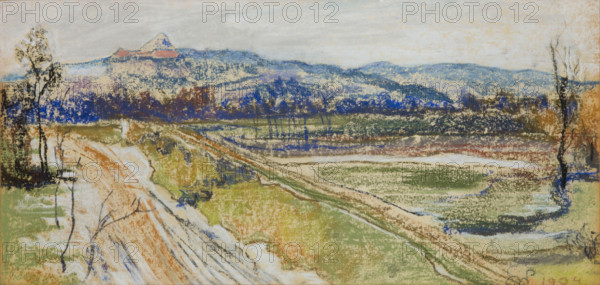 View of the Kosciuszko Mound in Krakow from the Window in the Artist's Studio, 1904. Creator: Stanislaw Wyspianski.