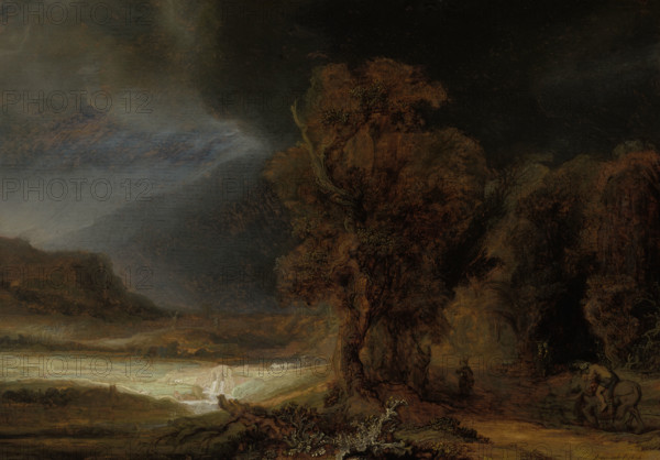 Landscape with the Parable of the Good Samaritan, 1638. Creator: Rembrandt Harmensz van Rijn.
